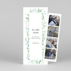 Save-the-Date Karten Blumenrahmen (Fotostreifen) Weiß