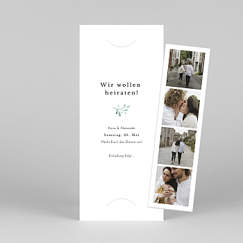 Save-the-date karten aquarellkranz (fotostreifen) weiß Save-the-date karten aquarellkranz (fotostreifen) weiß