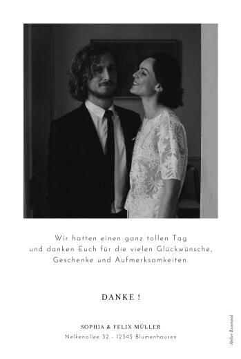 Dankeskarten Hochzeit Großes Ereignis Weiß - Rückseite Dankeskarten Hochzeit Großes Ereignis Weiß - Rückseite