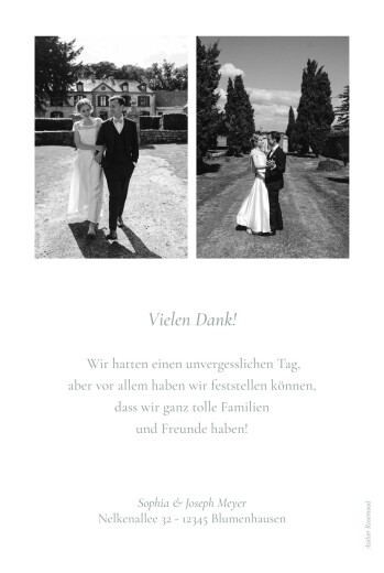 Dankeskarten Hochzeit Landliebe (hoch) Weiß - Rückseite Dankeskarten Hochzeit Landliebe (hoch) Weiß - Rückseite