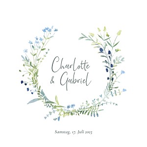 Hochzeitseinladungen blau floraler kranz (klappkarte) blau Hochzeitseinladungen blau floraler kranz (klappkarte) blau
