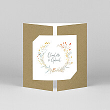 Hochzeitseinladungen Floraler kranz (duo) beige Hochzeitseinladungen Floraler kranz (duo) beige