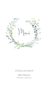 Menükarte blau floraler kranz blau Menükarte blau floraler kranz blau