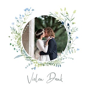 Dankeskarten hochzeit blau floraler kranz blau Dankeskarten hochzeit blau floraler kranz blau