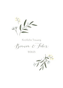 Kirchenheft hochzeit modern zarte zweige weiß Kirchenheft hochzeit modern zarte zweige weiß