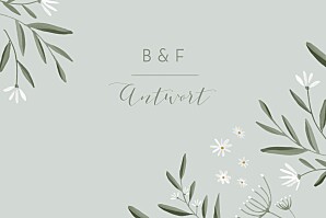 Antwortkarte hochzeit floral zarte zweige (lang) blau Antwortkarte hochzeit floral zarte zweige (lang) blau