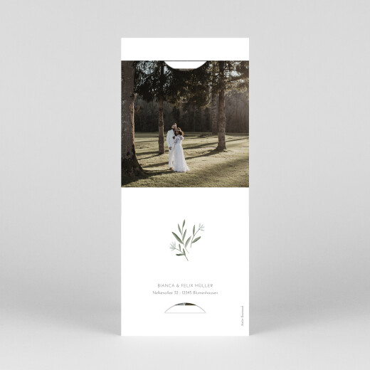 Dankeskarten Hochzeit Zarte Zweige (Fotostreifen) Weiß - Ansicht 4