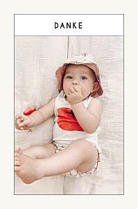 Dankeskarten mädchen modernes etikett (hoch) beige Dankeskarten mädchen modernes etikett (hoch) beige