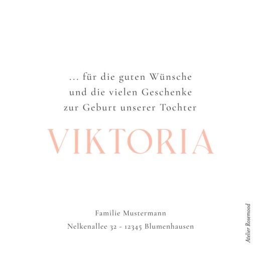 Dankeskarten Großer Stolz (Rund) Rosa - Rückseite Dankeskarten Großer Stolz (Rund) Rosa - Rückseite