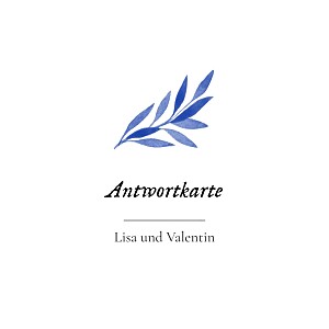 Antwortkarte hochzeit floral blätteraquarell blau Antwortkarte hochzeit floral blätteraquarell blau
