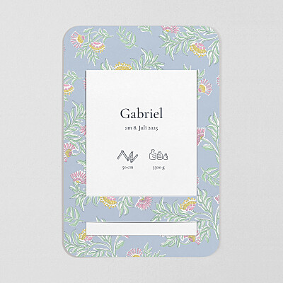 Geburtskarten floral bezaubernd (fotoband) blau Geburtskarten floral bezaubernd (fotoband) blau