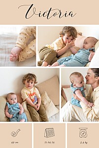 Geburtskarten geschwister kleine piktogramme (fotos) beige Geburtskarten geschwister kleine piktogramme (fotos) beige