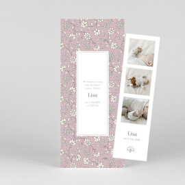 Geburtskarten Blühende Zweige (Fotostreifen) rosa