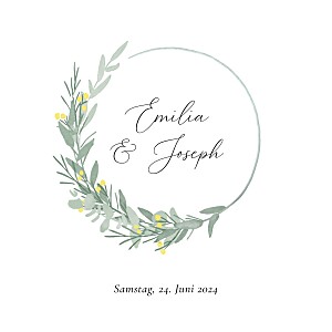 Hochzeitseinladungen aquarell eukalyptuskranz (klappkarte) gelb Hochzeitseinladungen aquarell eukalyptuskranz (klappkarte) gelb