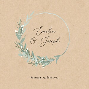 Hochzeitseinladungen beige eukalyptuskranz (klappkarte) beige Hochzeitseinladungen beige eukalyptuskranz (klappkarte) beige