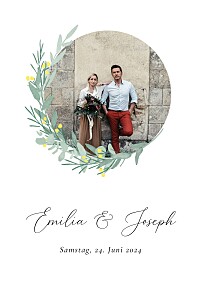 Hochzeitseinladungen aquarell eukalyptuskranz gelb Hochzeitseinladungen aquarell eukalyptuskranz gelb