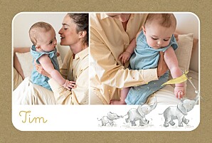 Geburtskarten grau niedlicher elefant (querformat) kraft Geburtskarten grau niedlicher elefant (querformat) kraft