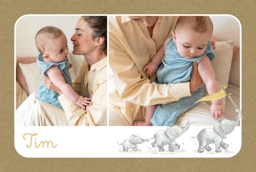 Geburtskarten Niedlicher Elefant (Querformat) kraft - Vorderseite