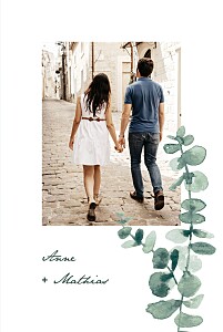 Hochzeitseinladungen floral eucalyptus hoch (klappkarte) weiß Hochzeitseinladungen floral eucalyptus hoch (klappkarte) weiß