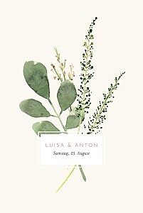 Hochzeitseinladungen beige blumen aquarell (klappkarte) hoch grün Hochzeitseinladungen beige blumen aquarell (klappkarte) hoch grün