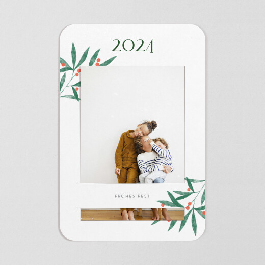 Weihnachtskarten Lorbeer (Fotoband) Grün - Ansicht 1 Weihnachtskarten Lorbeer (Fotoband) Grün - Ansicht 1