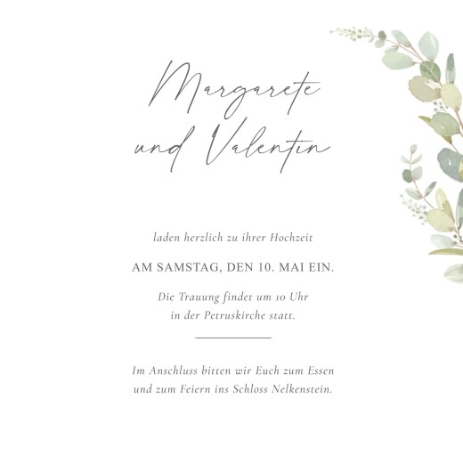 Hochzeitseinladungen Eukalyptus Aquarell (Kranz) Weiss - Seite 3