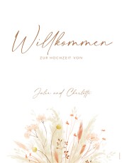Willkommensschild Hochzeit Pampas & Wildblumen Weiss