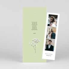 Dankeskarten Hochzeit Botanik (Fotostreifen) Grün