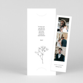 Dankeskarten Hochzeit Botanik (Fotostreifen) Weiß