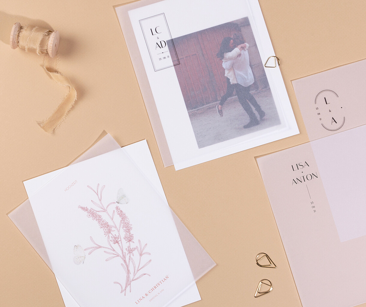 Unsere Transparentpapier-Kollektion, Hochzeitseinladungen zart und elegant Unsere Transparentpapier-Kollektion, Hochzeitseinladungen zart und elegant