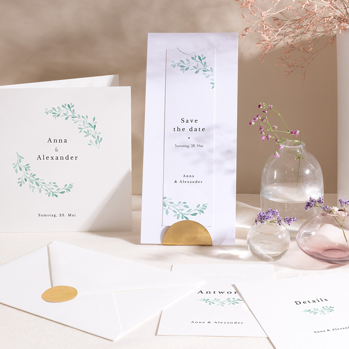Save-the-date karten aquarellkranz Save-the-date karten aquarellkranz